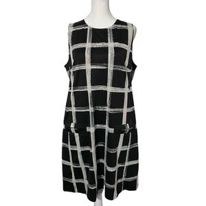 Eliza J. Black & White Grid Patterned Shift Dress